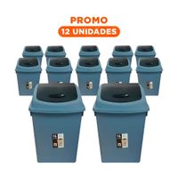 Pack12 Deposito de Basura Vaiven Color Azul para Uso Diario 15L Y Regalo Sticker