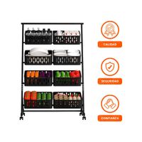 Soporte Organizador con 4 Niveles y 8 Bandejas para Hogar Practico Negro Y Ligas Regalo