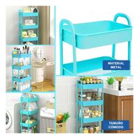 Soporter Movil de Cuatro Niveles con Ruedas y Asas Metal Celeste Hogar