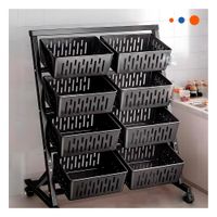 Base Organizadora con 4 Niveles y 8 Bandejas para Casa Funcional Negro Y notas