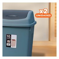 Pack2 Tacho Azul de Basura con Tapa Vaiven y Almacenamiento 10L Y Regalo Sticker