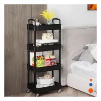 Organizador de Cocina 4 Niveles con Ruedas y Asas de Plastico Negro para Hogar Y Regalo Sticker
