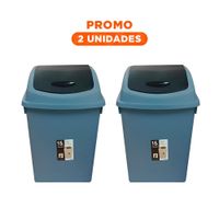 Pack2 Tacho Vaiven de Basura con Tapa en Azul y Capacidad Practica 15L