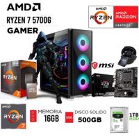Computadora GAMER PC Ryzen 7 5700G  Ram 16GB  Disco 1TB  Disco SSD 500GB CASE RGB