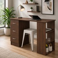 Escritorio Estante Moderno Alaska 3 Cajones Ventitaspe Caoba