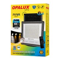 Reflector Solar LED Opalux 150W Luz blanca Exterior con Control Remoto Impermeable IP65