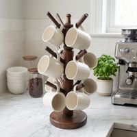 Porta Vasos de Madera de Pie para Tazas y Vasos  Pino Marrón
