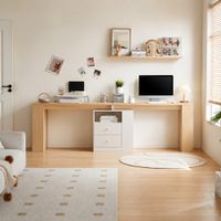 Escritorio Doble Yvana Ventitas Home Color Rovere y Blanco
