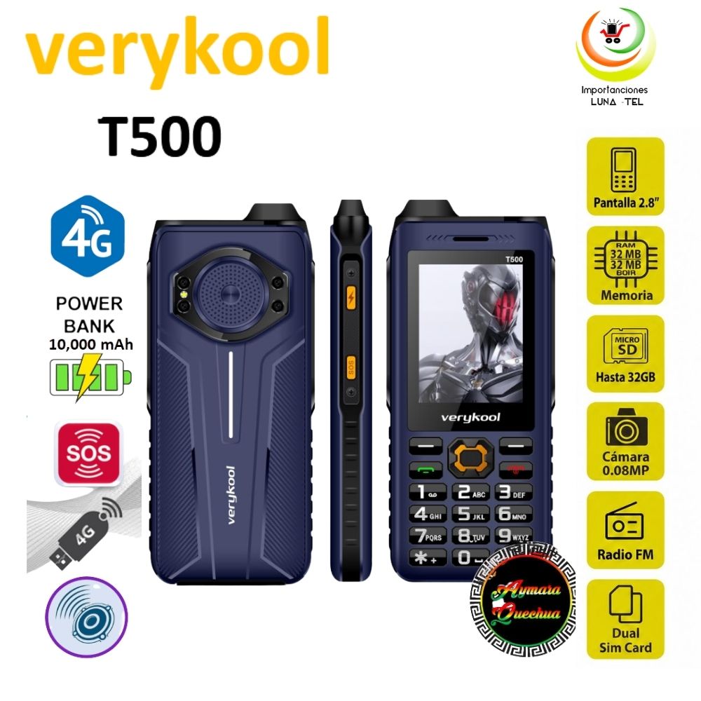 CELULAR BASICO VERYKOOL T500 4G DUAL SIM AZUL BATERIA 10000mAh