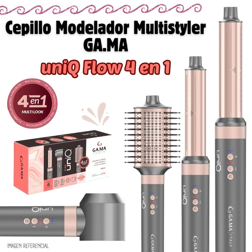 Cepillo Secador Modelador Multistyler GA.MA UNIQ FLOW 4 en 1 -  HDCBR0000000666