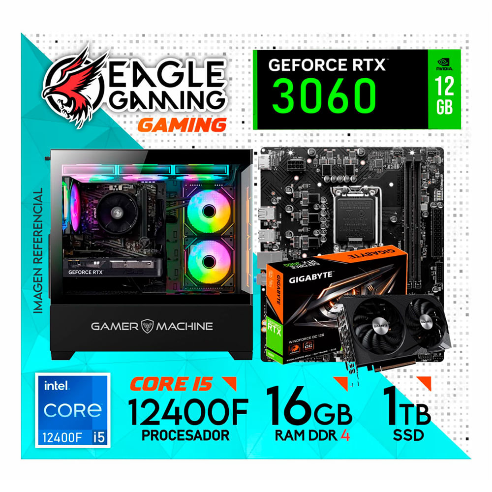 PC GAMER INTEL CORE I5 12400F 16GB DDR4 SSD 1TB RTX3060 12GB