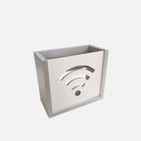 Organizador flotante de melamina para modem o router Wifi.  Gris
