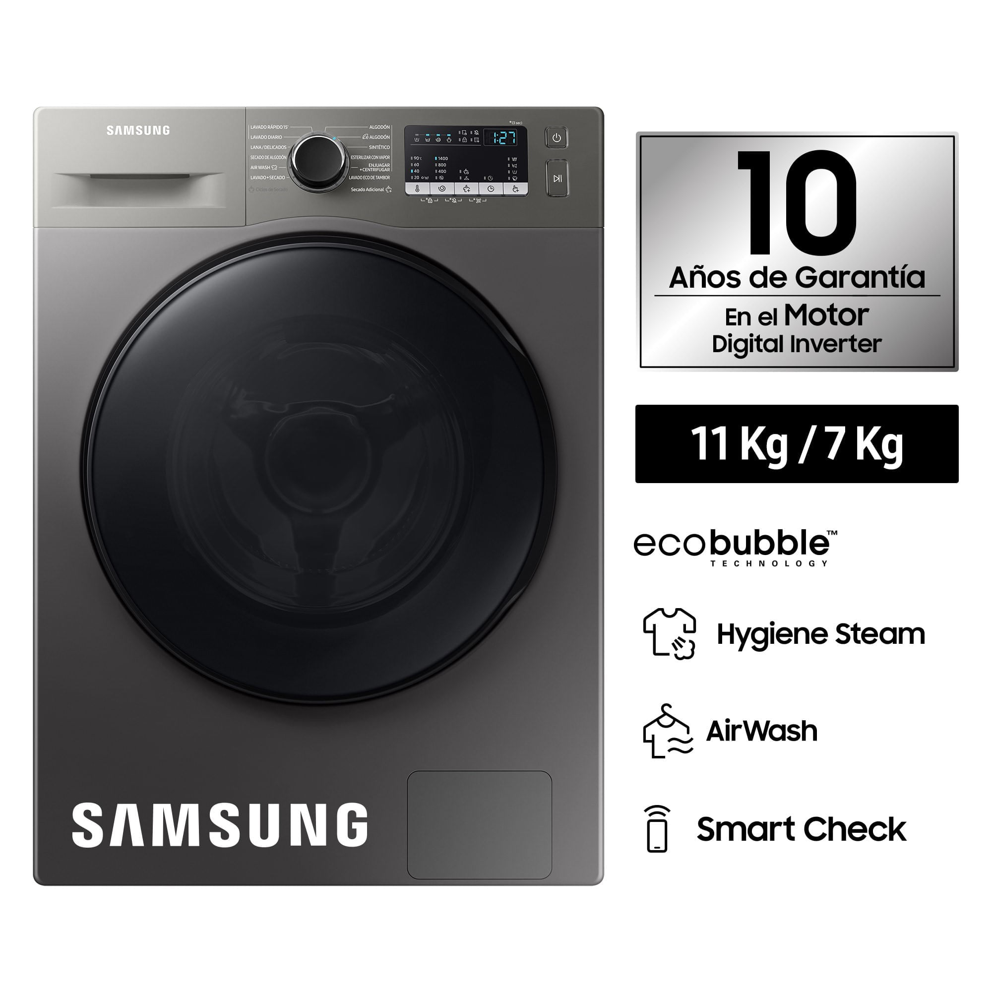 Lavaseca Samsung 11 Kg/7 Kg Inox WD11T4046BX