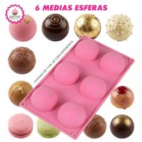 Molde de Silicona de 6 Medias Esferas para Repostería