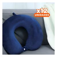 Pack12 Apoyo de Viaje para Cuello en Terciopelo Azul Marino