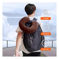 Cojin para Viajar de Cuello en Terciopelo Suave con Color Marron Y notas
