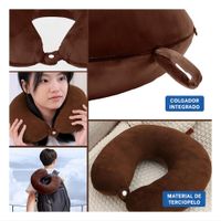 Cojin de Cuello para Viajar en Terciopelo Suave con Color Marron Confortable