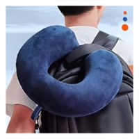 Cojin para Viajar de Cuello en Terciopelo Suave con Color Azul Marino Y notas