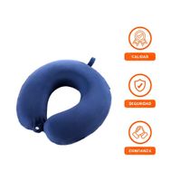 Cojin de Cuello Terciopelo Azul Marino para Viajar con Soporte Agradable Y Ligas Regalo