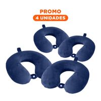 Pack4 Apoyo de Cuello para Viaje con Textura Terciopelo y Color Azul Marino Y Regalo Sticker