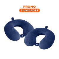 Pack2 Almohada de Cuello para Viaje con Textura Terciopelo y Color Azul Marino