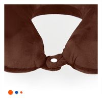 Cojin de Cuello Terciopelo Marron para Viajar con Soporte Agradable Y Ligas Regalo