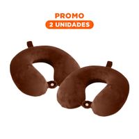 Pack2 Almohada de Cuello para Viaje con Textura Terciopelo y Color Marron