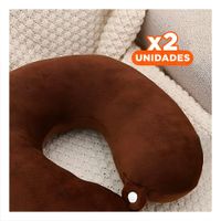 Pack2 Almohada de Viaje para Cuello con Terciopelo Marron y Sensacion Confort Y Regalo Sticker