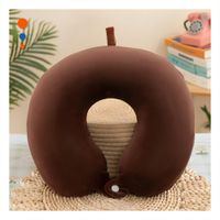 Cojin Color Marron para Cuello de Viaje con Acabado de Terciopelo Y Papel Regalo