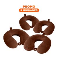 Pack4 Apoyo de Cuello para Viaje con Textura Terciopelo y Color Marron Y Regalo Sticker