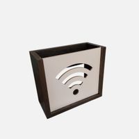 Organizador flotante de melamina para modem o router Wifi.  Carbón