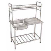 Lavadero de Cocina de Acero Inoxidable 1 Poza con Escurridor y Estantes 100x50x145 cm