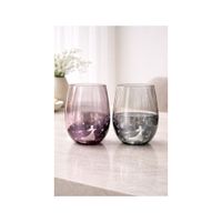 SET DE 2 VASOS VIDRIO BOROSILICATO EFECTO CROMADO PLATA Y ROSA