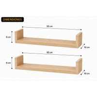 Set de 2 Repisas en U Color Panela 50x10 X 1.8 cm de Melamina