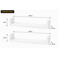 Repisa Flotante en U Blancas 50x10 X1.8 cm de Melamina