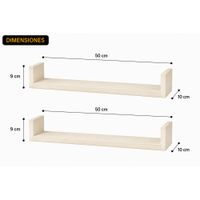Set de 2 Repisas en U Toquilla 50x10 X 1.8 cm de Melamina