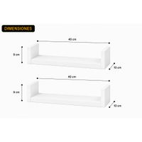 Set de 2 Repisas en U Blancas 40x10 X1.8 cm de Melamina