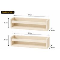 Set de 2 Repisas  de Almacenamiento Color Toquilla 50x10 x1.8 cm de Melamina Pelikano