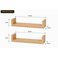 Set de 2 Repisas en U Color Panela 40x10 X 1.8 cm de Melamina