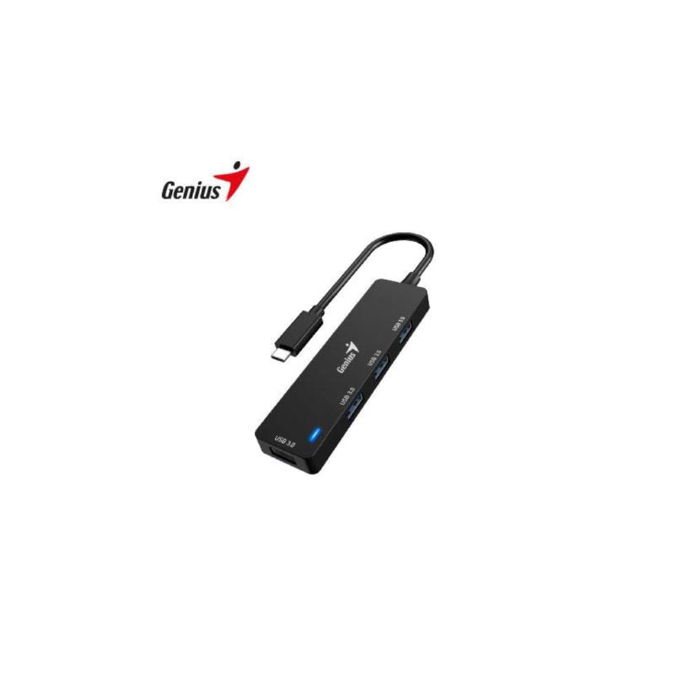 HUB USB-C GENIUS UH-400 4 PUERTOS USB-A 3.0 BLACK