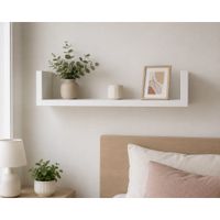 Repisa Flotante en U Blancas 60x10 X1.8 cm de Melamina
