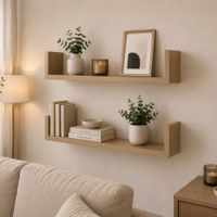 Set de 2 Repisas en U Color Panela 60x10 X 1.8 cm de Melamina