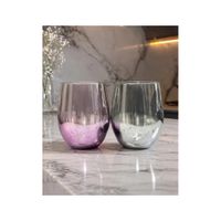 Set 2 vasos vidrio borosilicato de constelación efecto espejo rosa y gris