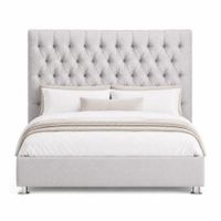 Cama Tapizada Monarca 2 Plazas Color Gris Plata