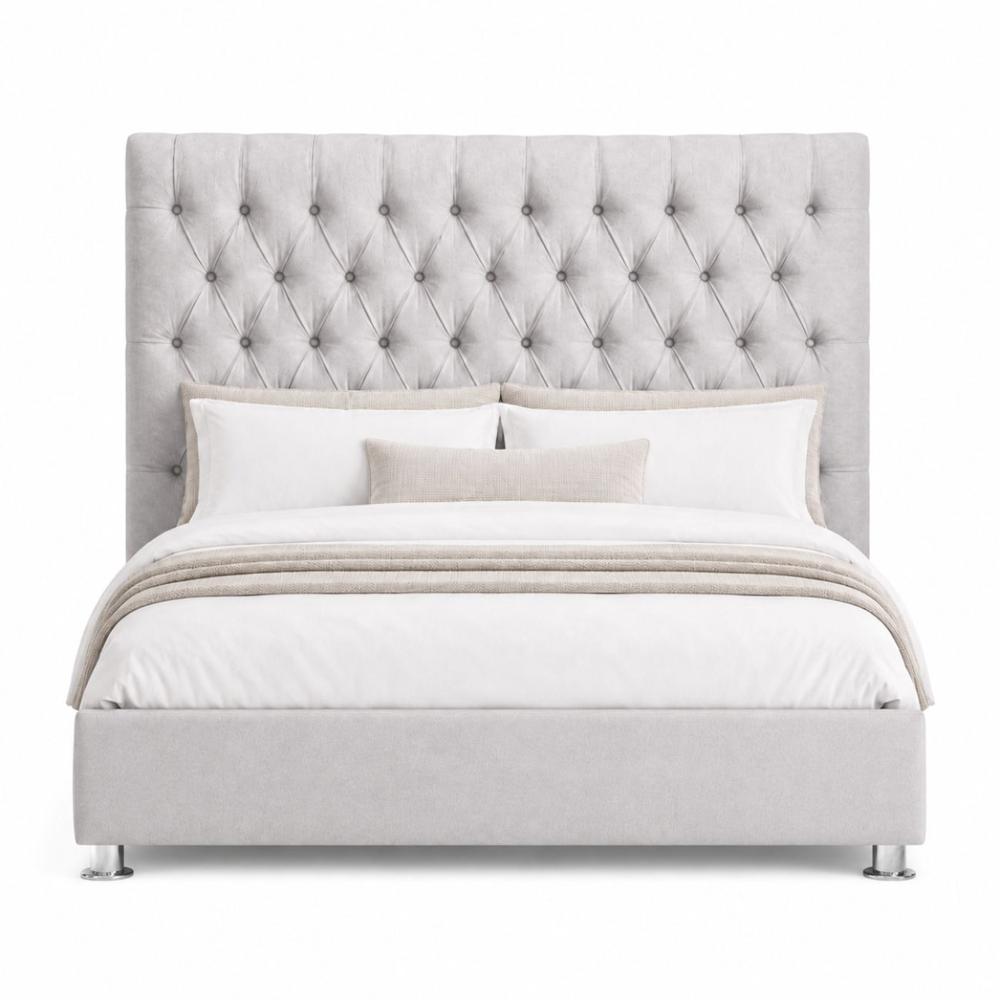 Cama Tapizada Monarca 2 Plazas Color Gris Plata