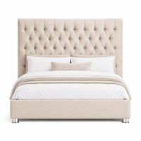 Cama Tapizada Monarca 2 Plazas Beige Claro