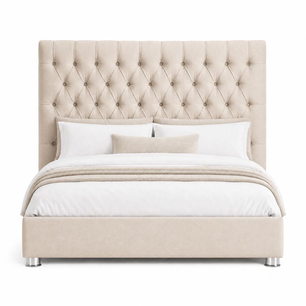 Cama Tapizada Monarca 2 Plazas Beige Claro