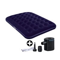 COMBO Bestway: Colchón Inflable 2 Plazas Azul + Bomba de Aire Eléctrica Powertouch Pocket Usb