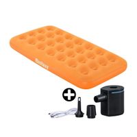 COMBO Bestway: Colchón Inflable Naranja + Bomba de Aire Eléctrica Powertouch Pocket Usb
