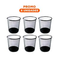 Pack6 Bote Metalico para Basura Circular Negro Compacto y Funcional